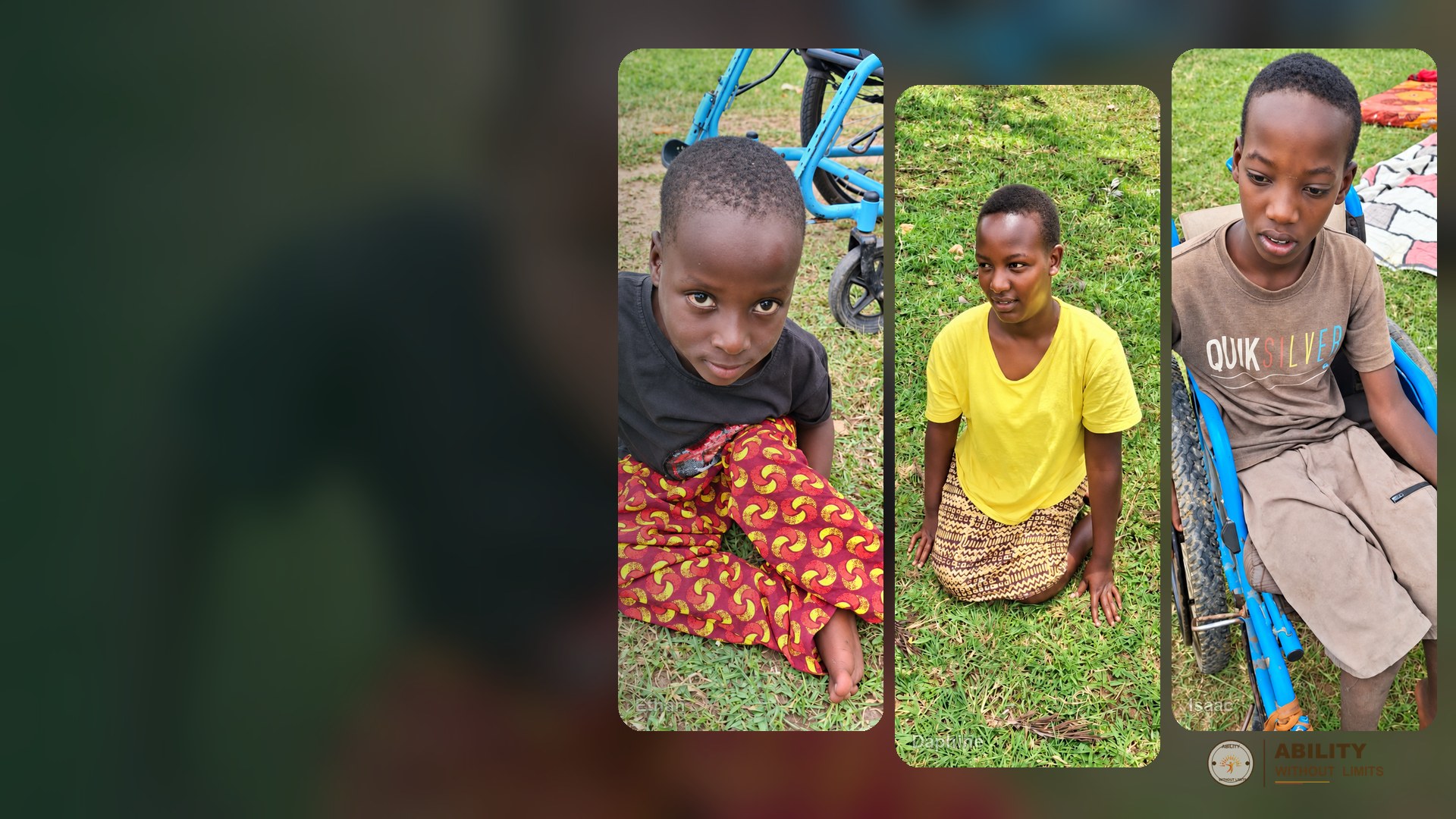 Real portraits of Ethan, Daphine, and Isaac from the AWL community
