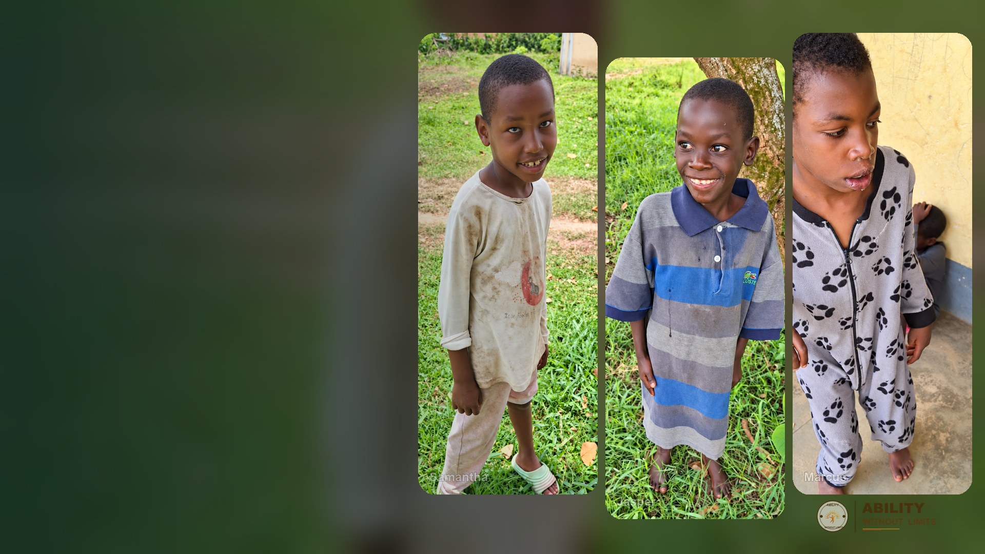 Real portraits of Samantha, Jasper, and Marcus from the AWL community
